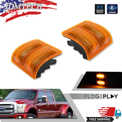 #ad For 08 16 Ford F250 F350 F450 F550 Super Duty Amber Lens LED Side Mirror Lights