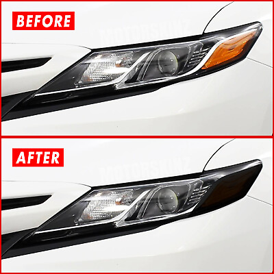 #ad FOR 18 24 Toyota Camry Headlight Amber Side Marker SMOKE Vinyl Tint Overlays