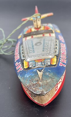#ad VINTAGE JAPANESE BATTERY OPERATED THUNDER JET TOY BOAT BY CRAGSTAN TOYS Complete