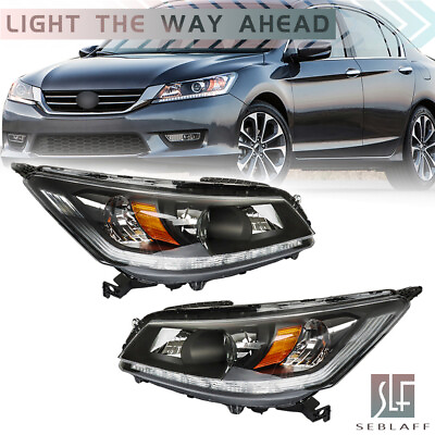 #ad For 2013 2015 Honda Accord Halogen w LED DRL Headlight Headlamps RightLeft Side