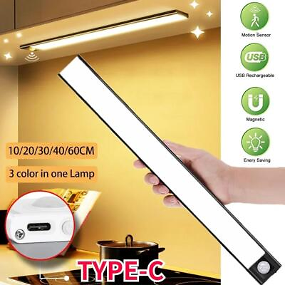 #ad LED Night Light Motion Sensor Wireless USB Cabinet Night Light Wardrobe Lamp