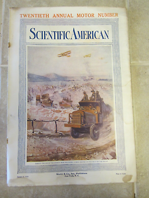 #ad Scientific American January 1918 Liberty Truck Rounding Mine Crater Way to Front