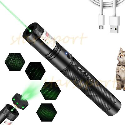#ad 5000Miles 532nm Green Laser Pointer Rechargeable Pen Visible Beam Light Lazer