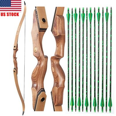 #ad 60quot; Archery Recurve Bow 30 50lbs Limbs Wooden Takedown Bow for Archery Target