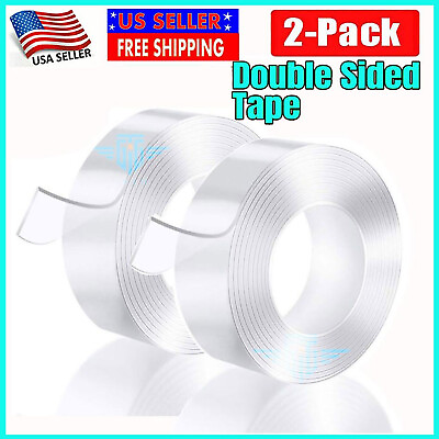 #ad 20FT Transparent Tape Double Sided Traceless Washable Adhesive Invisible Gel