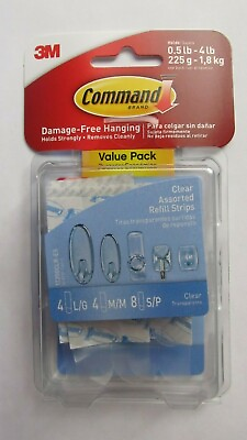 #ad Command Clear Assorted Refill Strips 4 LG. 4 M amp; 8 S P #17200CLR ES NEW