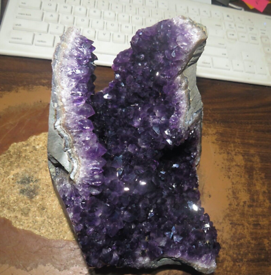 #ad HUGE VERY DARK AMETHYST CRYSTAL CLUSTER GEODE FROM URUGUAY CATHEDRAL;