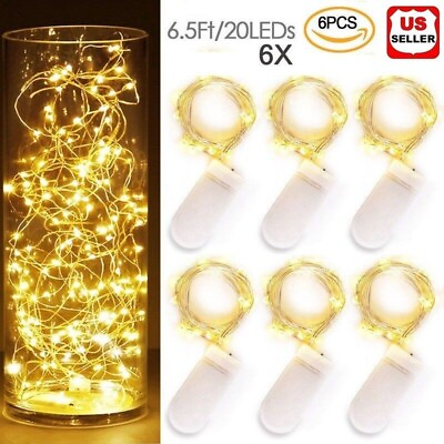 #ad #ad 6 PACK 20 LED 6.6ft Battery Operated Mini LED Copper Wire String Fairy Lights