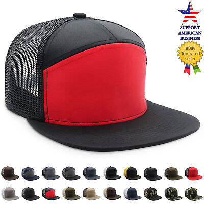 #ad Snapback Hat Cotton Mesh Solid Flat Brim Mens Baseball Cap Trucker Visor Hats