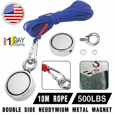 #ad #ad 500LBS Big Fishing Magnet Kit Pulling Force Strong Neodymium or Rope Carabiner