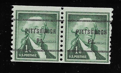 #ad MINT NH PREC GAP Pair Sc#1054 Wet Print Large Hole quot;PITTSBURGH PA.quot; Style 61