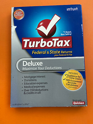 TurboTax Deluxe For Tax Year 2010 Federal and State Includes Federal E File