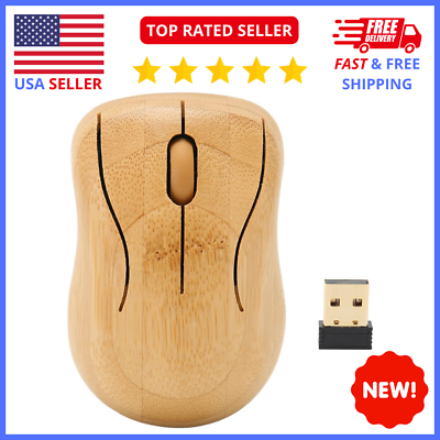 #ad Wireless Bamboo Mouse 2.4GHz Computer Wireless Devices with USB Receiver