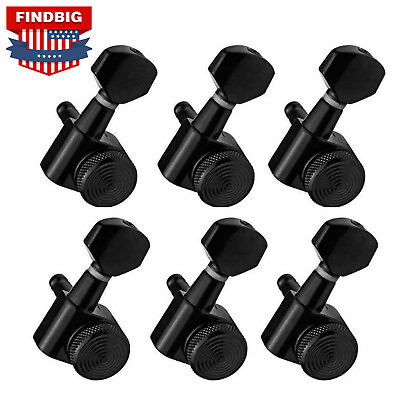 #ad Guitar Locking Tuners Tuning Pegs 6 in line Right Hand Black Strat Headstock