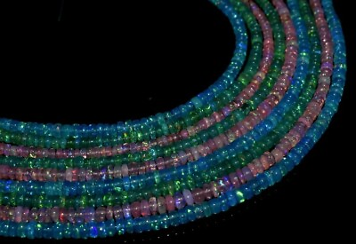 #ad Opal Beads Necklace 2 4 MM Ethiopian Welo Opal 16 Inch Smooth Rondelle Fire Opal