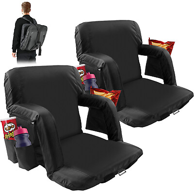 #ad SLSY 2 Packs Stadium Seat for Bleacher Bleacher Seat with Back Support Armrest
