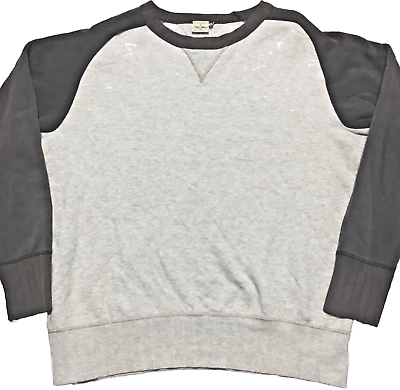#ad TWO MOON Used Loop Wheel Sweatshirt Double V Cotton Charcoal White Japan 44 46