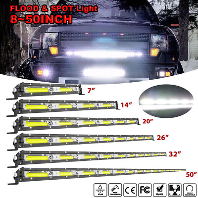#ad 7 14 20 26 32 50quot; Slim LED Light Bar Spot Flood Combo Driving Truck SUV Offroad