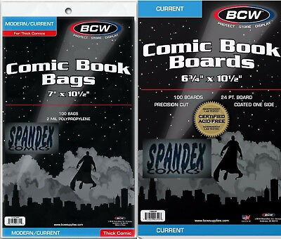 #ad 100 BCW Current Boards amp; 2 Mil Current Thick Polypropylene Comic Bags