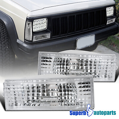 #ad Fits 84 96 Jeep Cherokee Wagoneer Comanche Bumper Signal Front Parking Lights