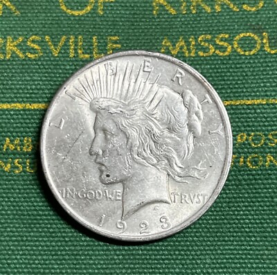 #ad 1923 Peace Dollar AU 90% Silver US Coin