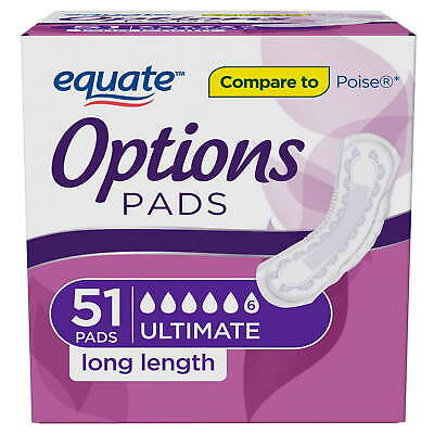 #ad Options Women#x27;s Incontinence Pads Ultimate Absorbency Long Length 51 Count