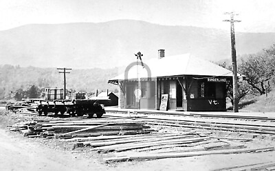 #ad #ad Railroad Train Station Depot Sunderland Vermont VT Reprint Postcard