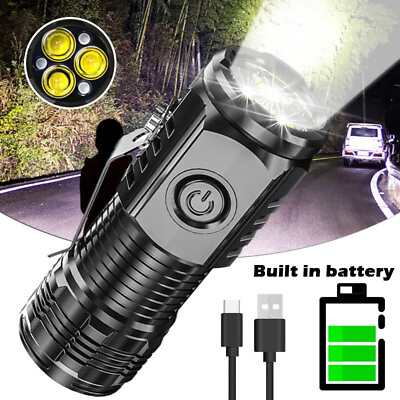 #ad #ad Super Bright Mini LED Flashlight Keychain Pocket Magnetic Torch USB Rechargeable