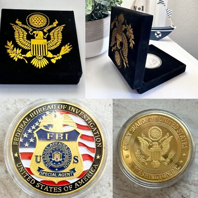 #ad Federal Bureau of Investigation FBI Challenge Coin with velvet case