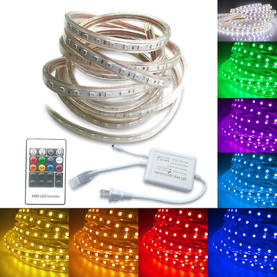 #ad LED RGB Strip Light Tape Rope 16.4 98.4ft SMD 5050 Outdoor Flexible Waterproof