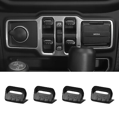 #ad 4x Black Window Lift Switch Adjust Button Cover Trim For Jeep Wrangler JL JT 18
