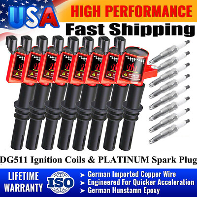#ad #ad 8pcs Super Performance Red Ignition Coils and PLATINUM Spark Plug For Ford F 150