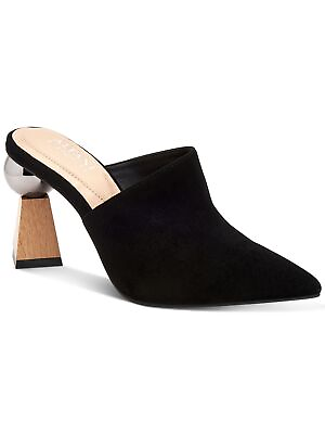 #ad ALFANI Womens Black Junnee Sculpted Heel Slip On Leather Heeled Mules Shoes 7 M