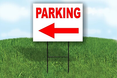#ad PARKING LEFT ARROW RED PARKING LOT Yard Sign ROAD SIGN with stand