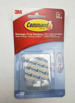 #ad 3M Command Brand Clear Medium Refill Strips
