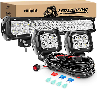 #ad Led Light Bar Spot Flood Combo off Road Wiring Harness Kit 3 Lead Spot LED Pods