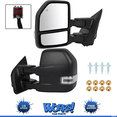 #ad 8PIN Towing Mirrors Power Heated Signal Sensor Pair Side For 2015 20 Ford F 150