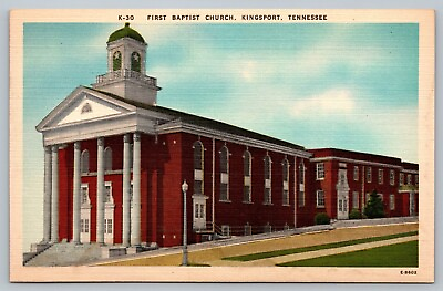 #ad Postcard First Baptist Church Kingsport Tennessee TN Linen