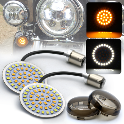 2” 1157 LED Turn Signals Light Inserts Smoke Lens for Harley Street Road Glide