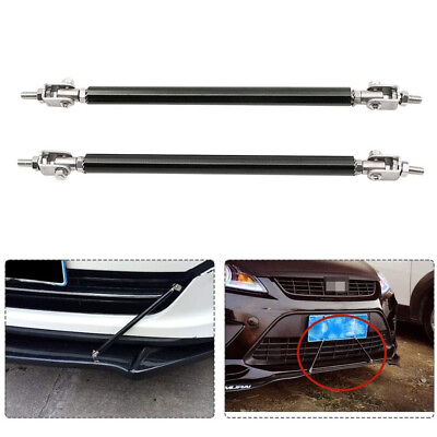 #ad 2x 10quot; 13quot; Adjust Black Bumper Lip Splitter Strut Rod Tie Support Bars for Dodge