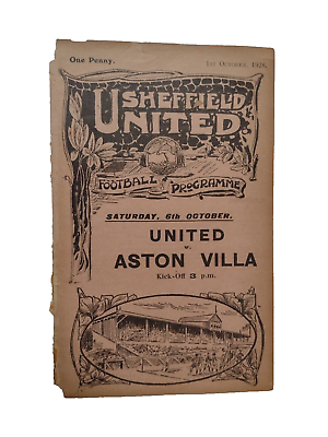 #ad 1928 Sheffield United Reserves v Aston Villa Reserves 1st Oct Very RARE