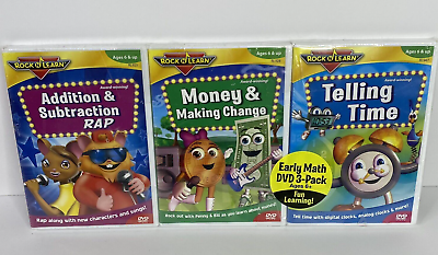 #ad NEW Rock N Learn 3 Pk Learning Math DVD Adding Subtracting Money Time Homeschool