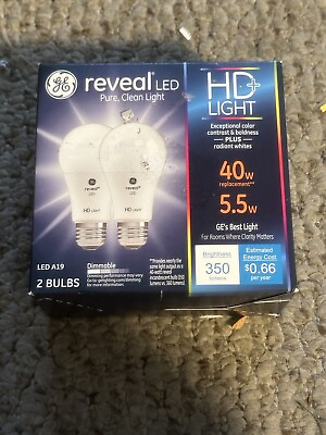 #ad #ad GE Reveal Hd Led A19 Light Bulb 5.5W 2 Packs Dimmable