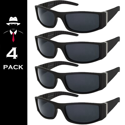 #ad Mens Sunglasses OG Gangster Biker Style Locs Style 4 Pack Super Dark Lens
