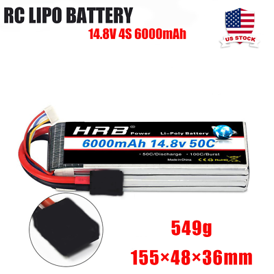 #ad HRB 4S Softcase LiPo Battery 6000mAh 50C 14.8V Discharge Plug for RC Car Truck