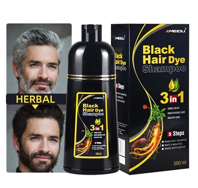 #ad Black Hair Dye Shampoo Instant 3 in 1 100% Grey Coverage