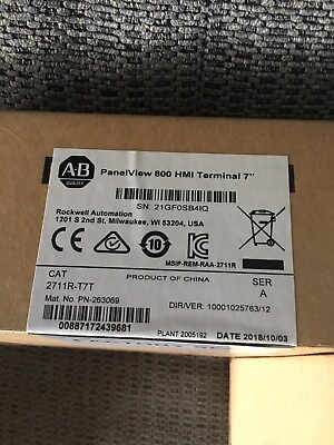 #ad 2711R T7T Allen Bradley Panelview 800 Hmi 7 Inch Color Terminal with 2711R T7T
