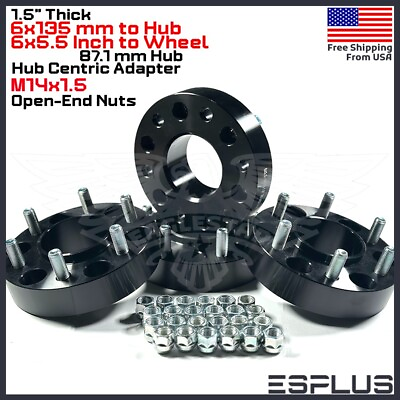 #ad 4x Ford 1.5quot; 6x135 to 6x5.5quot; Conversion Hub Centric Adapter Fit F150 Expedition