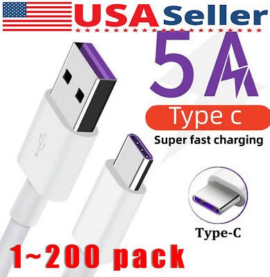 #ad USB Type C Data Cable 5A Fast Charging USB A to USB C Charger lot Cord For Phone