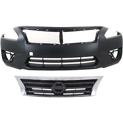 #ad Bumper Cover Kit For 2013 2015 Nissan Altima Base S SL SV Front 2 Pieces